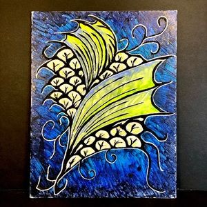 “Something Fishy” Original Melted Crayon Art 11”x14”